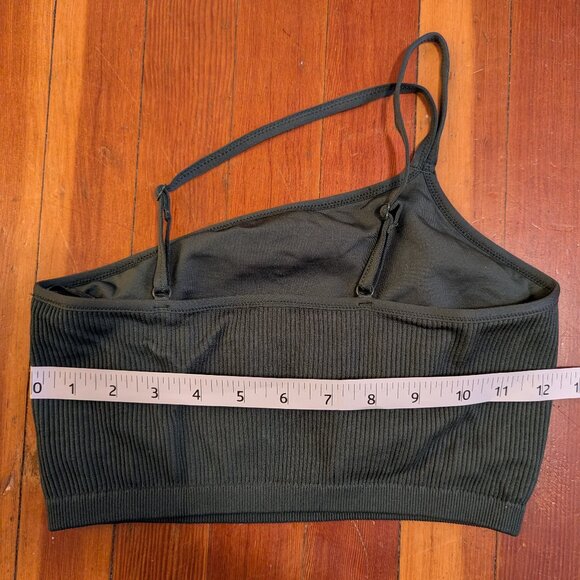 American Eagle Aerie Green One Shoulder Crop Top - Picture 3 of 7